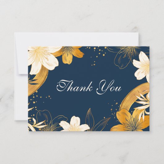 Moderne blaue Blume Hochzeit Danke Karten (Vorderseite)