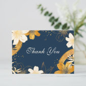 Moderne blaue Blume Hochzeit Danke Karten (Stehend Vorderseite)