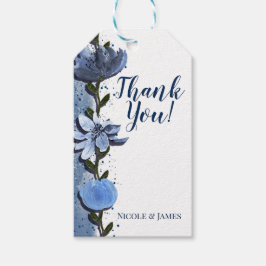 Moderne blaue Blumen Blumenwasser Hochzeit Geschenkanhänger