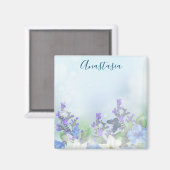 Moderne blaue Blumen Magnet (Vorderseite/Rückseite)