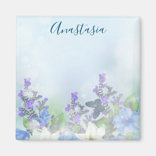 Moderne blaue Blumen Magnet
