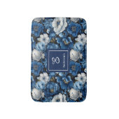 Moderne blaue Blumen Personalisierte florale Badem Badematte (Vorderseite Vertikal)