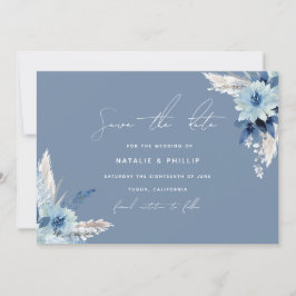 Moderne blaue Blumen Schöne Hochzeit Save The Date