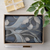 Moderne blaue Blumendekoupage Seidenpapier (Geschenk)