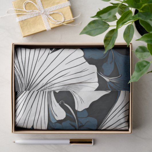 Moderne blaue Blumendekoupage Seidenpapier (Geschenk)