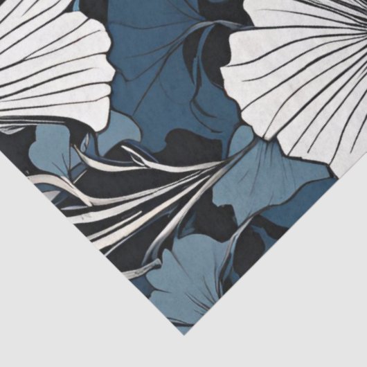 Moderne blaue Blumendekoupage Seidenpapier (Ausschnitt)