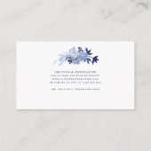 Moderne blaue Blumenfolien für Hochzeiten Begleitkarte (Rückseite)