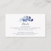 Moderne blaue Blumenfolien für Hochzeiten Begleitkarte (Vorderseite)