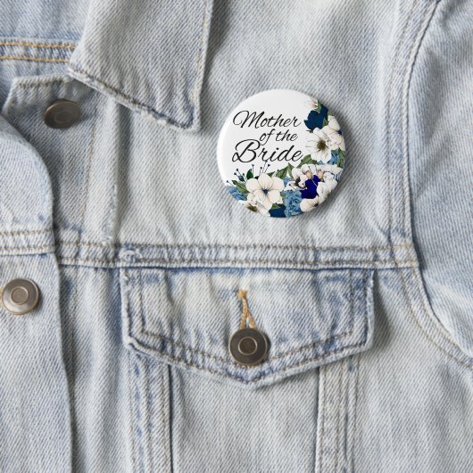 Moderne blaue Blumenmutter der Braut Button (Beispiel)