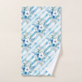 Moderne blaue Blumenstreifen Badhandtuch Set (Handtuch)