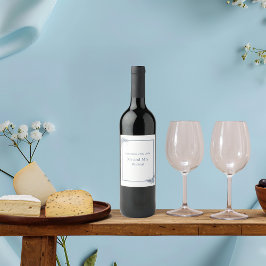 Moderne, blaue Blumenweinmarken Weinetikett