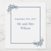 Moderne, blaue Blumenweinmarken Weinetikett (Einzelnes Label)