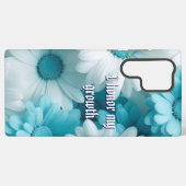 Moderne Blaue Blüten Samsung Galaxy Hülle (Rückseite (Horizontal))