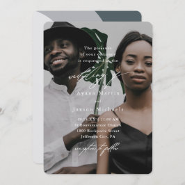 Moderne blaue Bögen 1 Foto Hochzeit Einladung