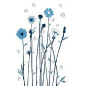 Moderne Blaue Boho Abstrakte Botanische Blätter T- Tri-Blend Shirt