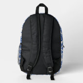 Moderne Blaue Botanische Blätter Muster Bedruckter Rucksack (Rückseite)