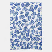 Moderne Blaue Botanische Blätter Muster Geschirrtuch (Vertikal)