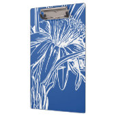 Moderne blaue botanische Blumenlinie Zeichne Artwo Klemmbrett (Links)