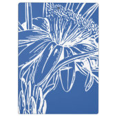 Moderne blaue botanische Blumenlinie Zeichne Artwo Klemmbrett (Rückseite)