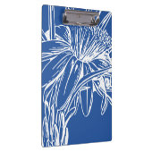 Moderne blaue botanische Blumenlinie Zeichne Artwo Klemmbrett (Rechts)