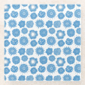Moderne blaue botanische Eleganz Untersetzer (Vorderseite)