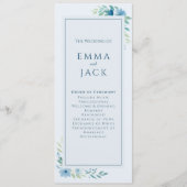 Moderne Blaue Botanische Hochzeit mit minimalem Bl Programm (Vorderseite)