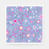 Moderne blaue botanische Wildblume Serviette (Vorderseite)