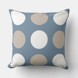 Moderne blaue, braune und weiße Polka Dots Gemuste Kissen