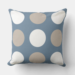 Moderne blaue, braune und weiße Polka Dots Gemuste Kissen
