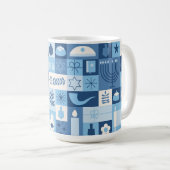Moderne blaue Chanukka-Symbole Tasse (VorderseiteRechts)