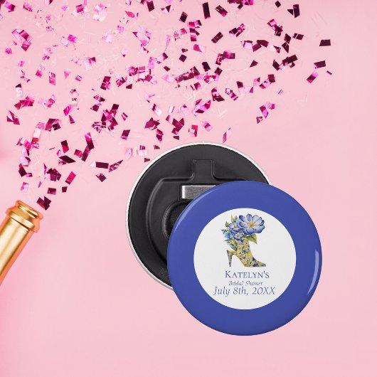 Moderne blaue Chinoiserie High Heel Shoe Bridal Sh Flaschenöffner