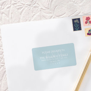 Moderne Blaue Citrus-Monogramm-Hochzeit in Schreib Adressaufkleber
