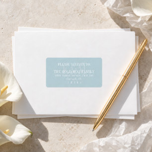 Moderne Blaue Citrus-Monogramm-Hochzeit in Schreib Adressaufkleber