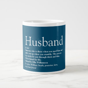 Moderne Blaue Coole Welt Bestes Ehemann-Zitat Jumbo-Tasse