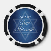 Moderne Blaue Davidstern Bar-Mizwa-Party Pokerchips (Rückseite)