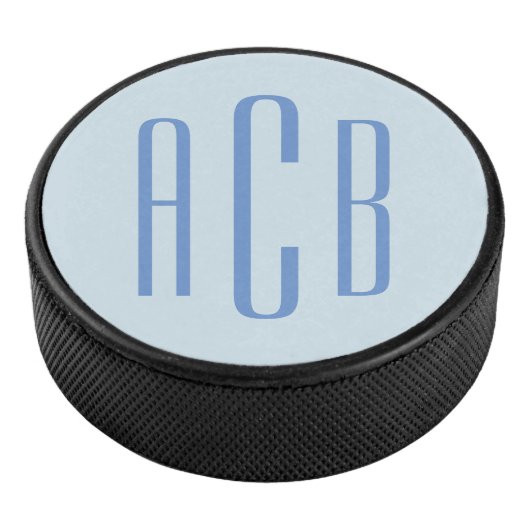 Moderne blaue drei Buchstaben Monogramm Eishockey Puck (3/4)