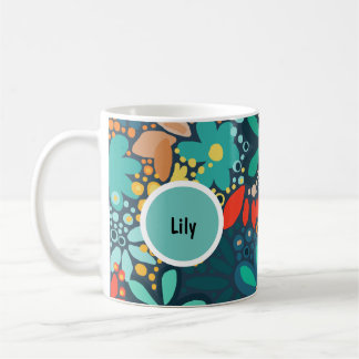 Moderne blaue dunkle Blumen Kaffeetasse