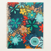 Moderne blaue dunkle Blumen Planer (Vorderseite)