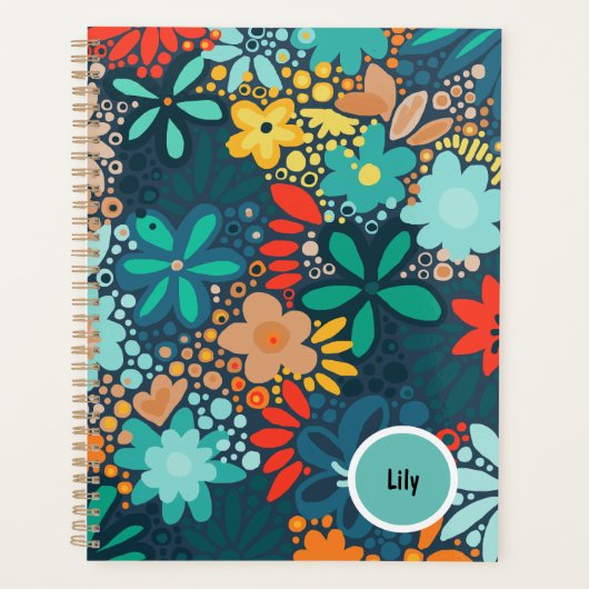 Moderne blaue dunkle Blumen Planer (Vorderseite)