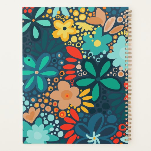 Moderne blaue dunkle Blumen Planer (Rückseite)