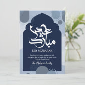 Moderne Blaue Eid Mubarak Karte mit abstraktem isl (Stehend Vorderseite)