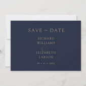 Moderne blaue, einfache saubere Minimal-Hochzeit Save The Date (Vorderseite)