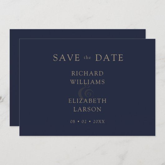 Moderne blaue, einfache saubere Minimal-Hochzeit Save The Date (Vorne/Hinten)