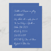 Moderne blaue, einzigartige Buchstaben trendy Paar Einladung (Vorne/Hinten)