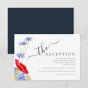 Moderne blaue elegante Sommer-Blumenhochzeit Begleitkarte