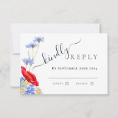 Moderne blaue Elegante Sommerhochzeit RSVP Karte (Vorderseite)