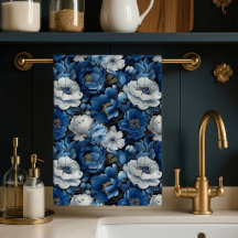 Moderne blaue Elfenbein-Blumen-Dekorative Küchenha