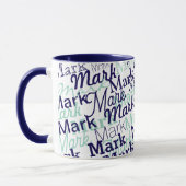 Moderne Blaue Erstname-Typografie-Vorlage Tasse (Links)