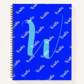 Moderne blaue Farbe - Trend Anfangsname Mit Monogr Notizblock (Vorderseite)