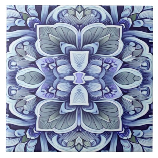 Moderne blaue Farbenklassik mit Blumenmuster Fliese (Vorderseite)